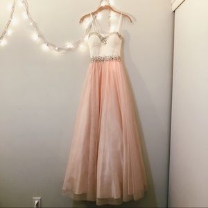 Strapless Pink and White Long Gown